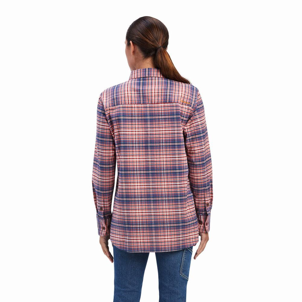 Rose Ariat Rebar Flannel DuraStretch Women's Shirts | TUEZ63457