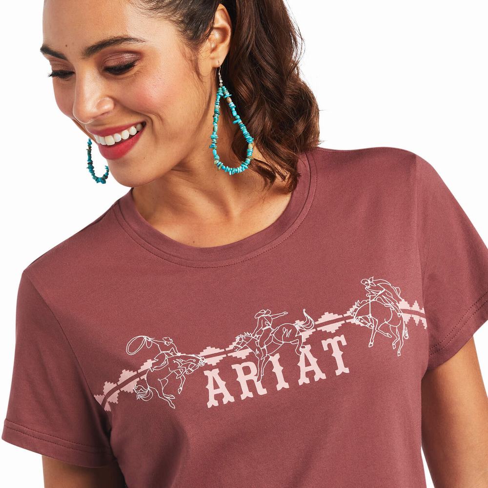 Rose Brown Ariat REAL Bucking Bronc Women's Tops | OVID37820