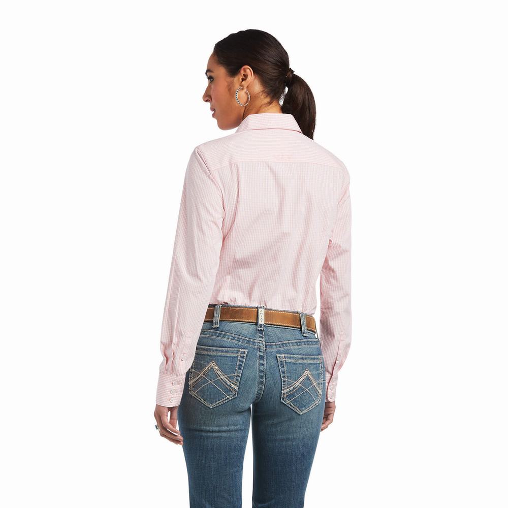 Rose White Ariat Kirby Stretch Women's Tops | FPRB12476