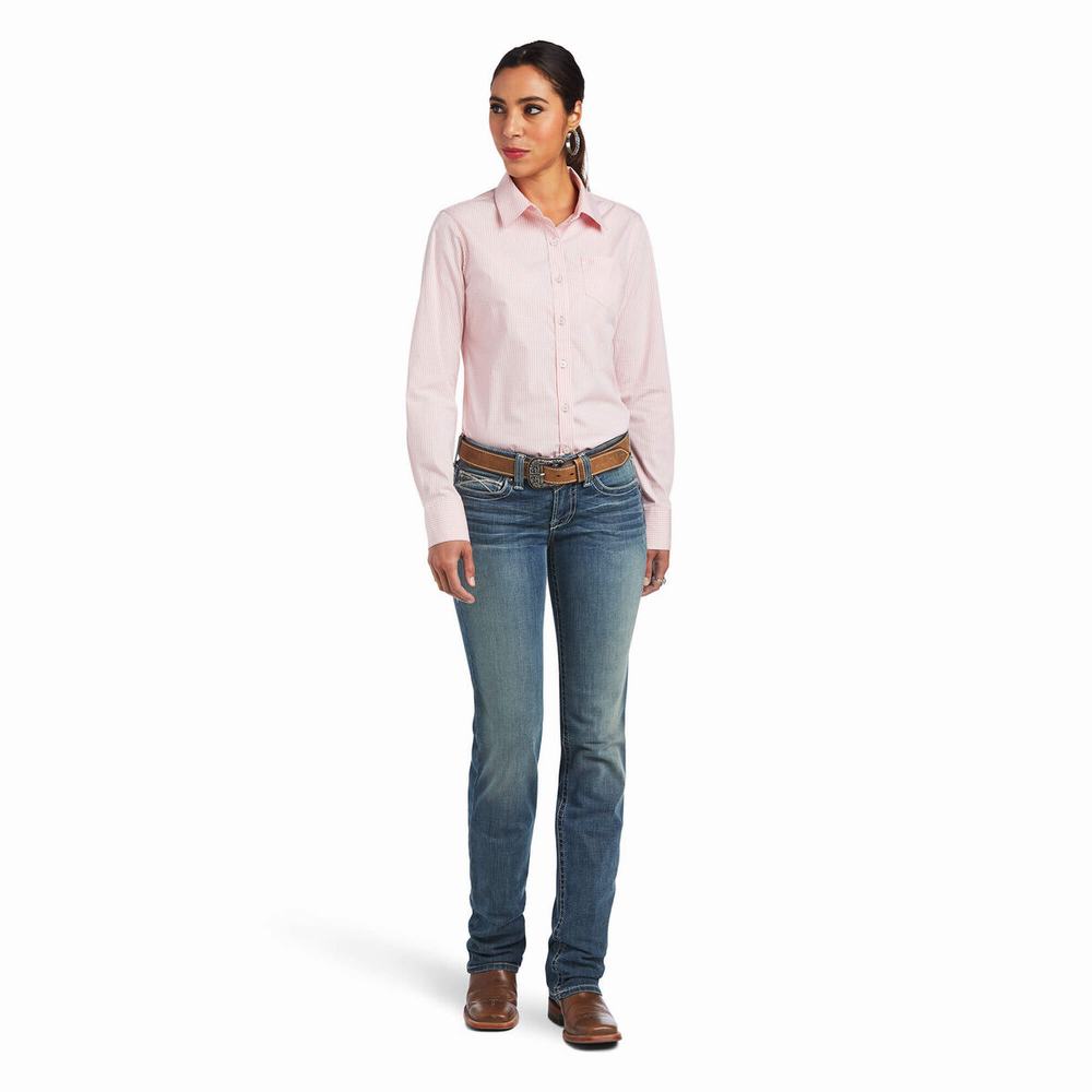 Rose White Ariat Kirby Stretch Women's Tops | FPRB12476