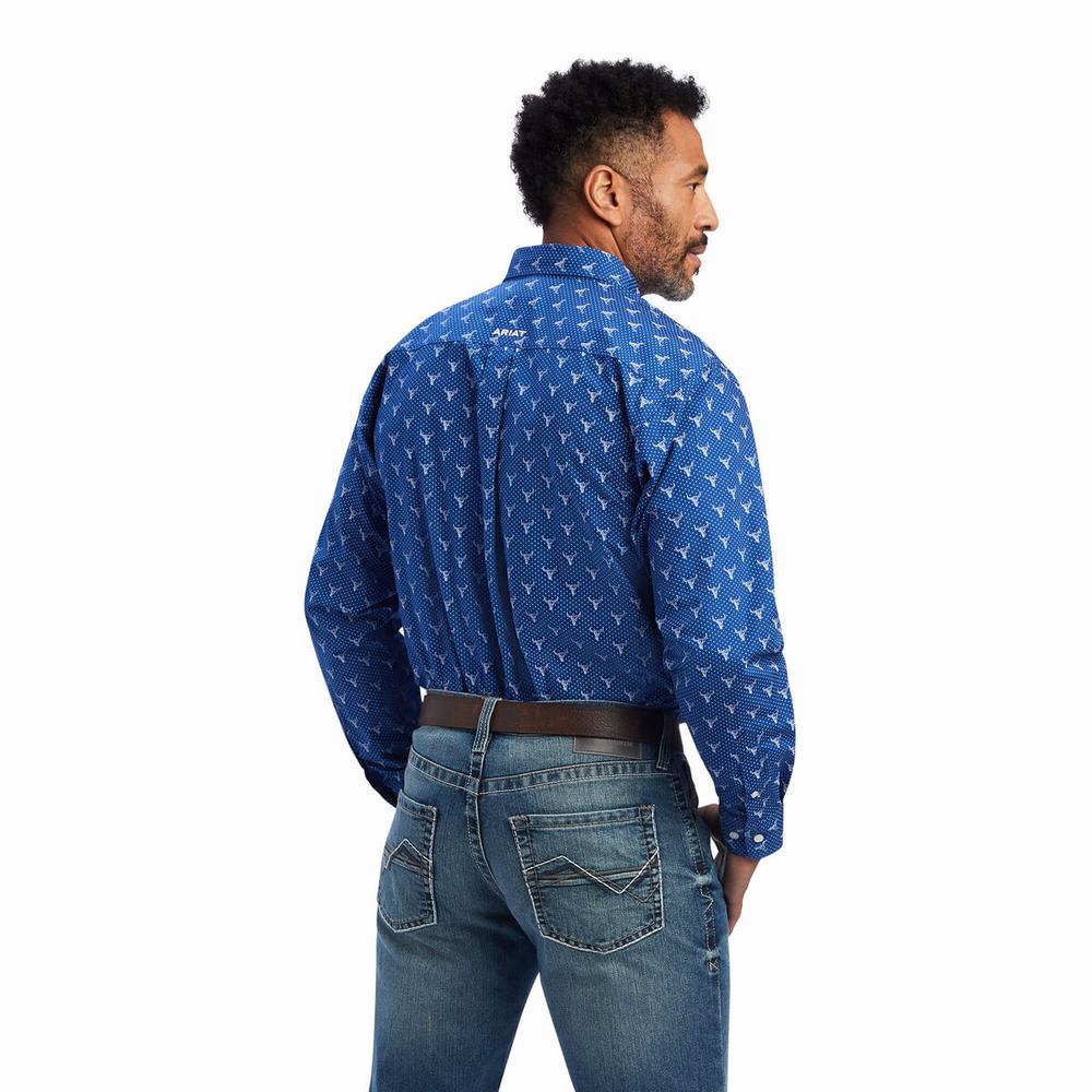 Royal Blue Ariat Jai Classic Fit Men's Shirts | USRQ94817