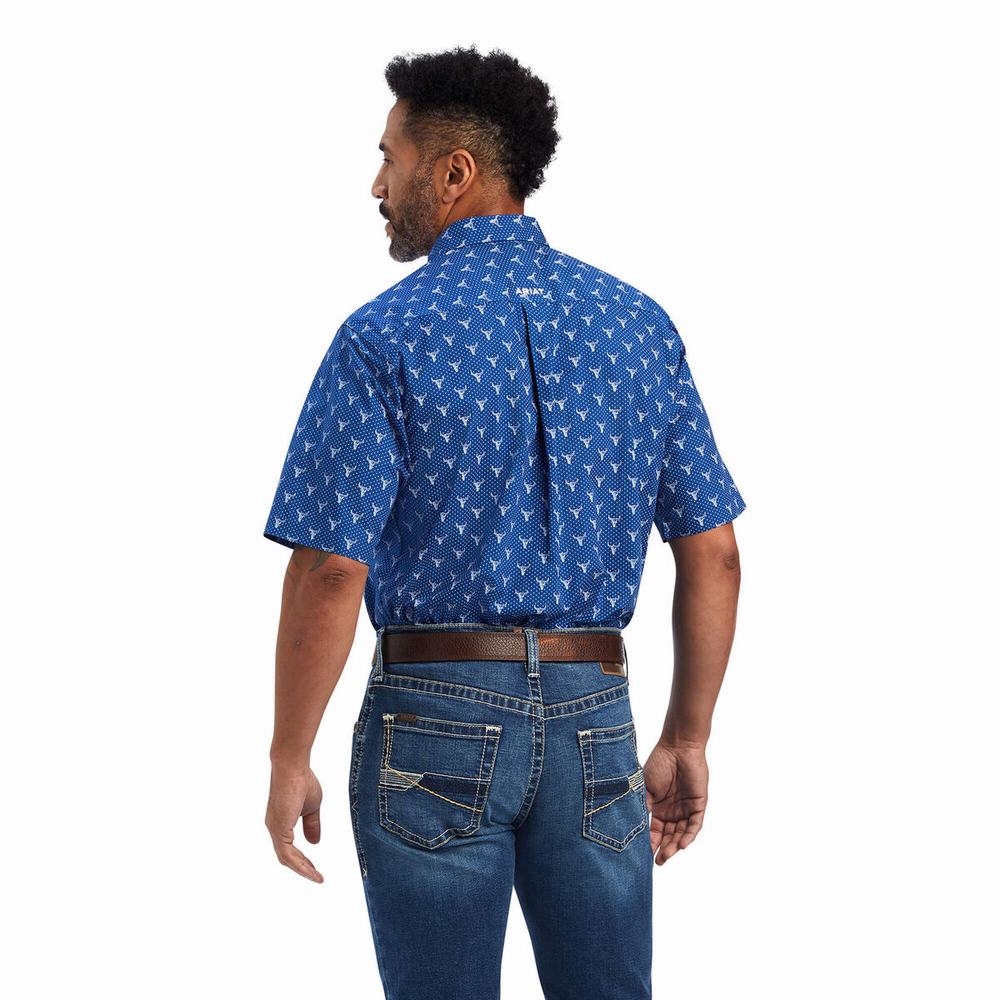 Royal Blue Ariat Jai Classic Fit Men's Shirts | XAZL43925