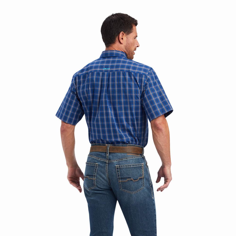 Royal Blue Ariat Pro Series Naveen Classic Fit Men's Shirts | MVET50126