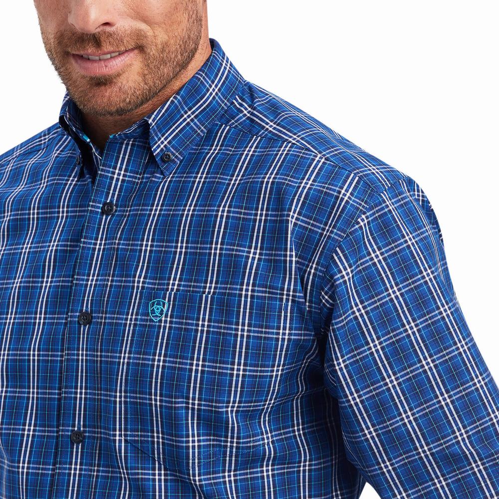 Royal Blue Ariat Pro Series Naveen Classic Fit Men's Shirts | MVET50126