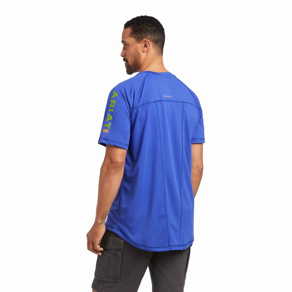 Royal Blue Ariat Rebar Heat Fighter Men's Short Sleeve | TRZU28350