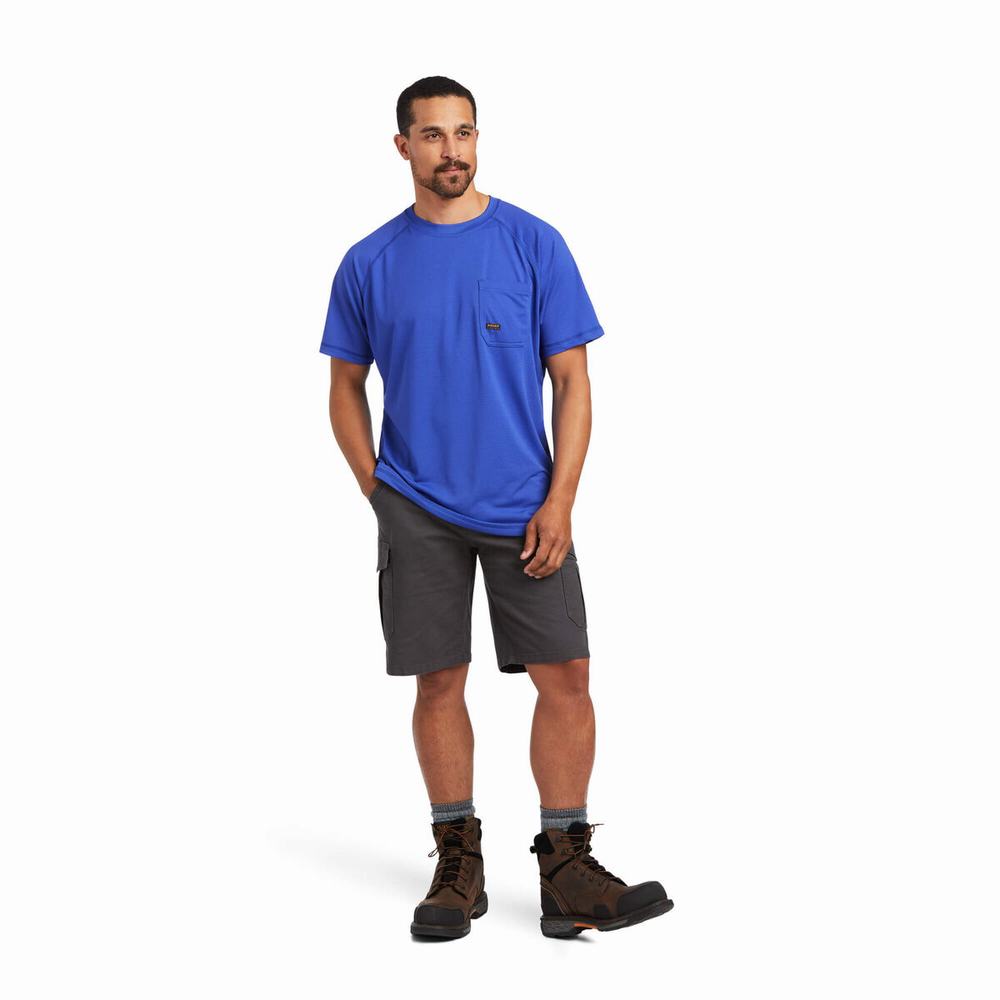 Royal Blue Ariat Rebar Heat Fighter Men's Short Sleeve | TRZU28350