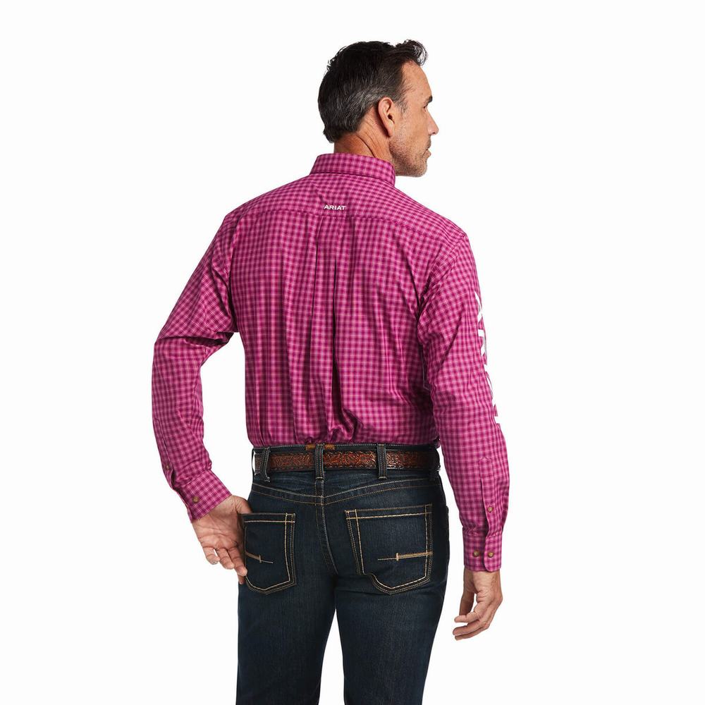 Royal Purple Ariat Pro Series Team Tarletan Classic Fit Men's Shirts | OGYR14938