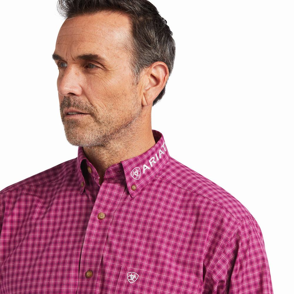 Royal Purple Ariat Pro Series Team Tarletan Classic Fit Men's Shirts | OGYR14938