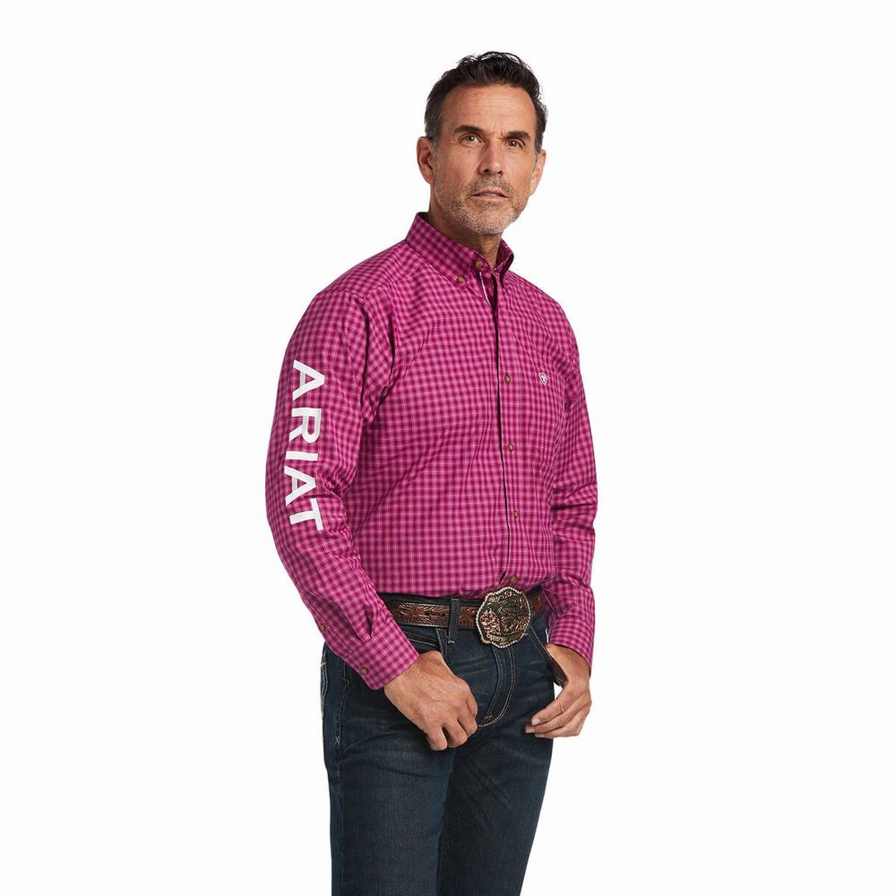 Royal Purple Ariat Pro Series Team Tarletan Classic Fit Men\'s Shirts | OGYR14938