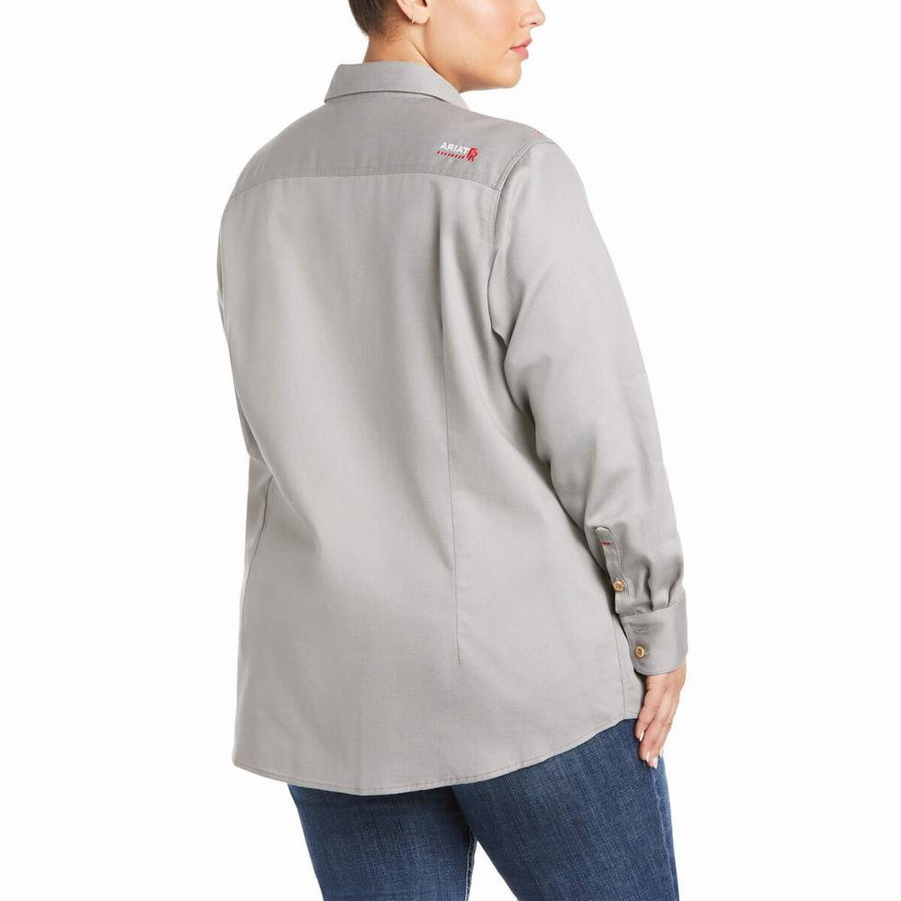 Silver Ariat FR Basic Women's Shirts | CIXY73602