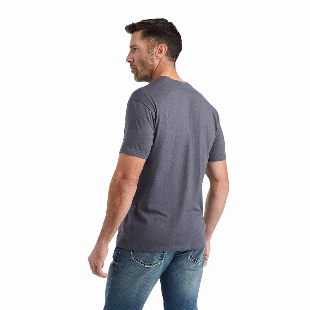 Titanium Ariat Faded Men's Polo Shirts | KXZC08176