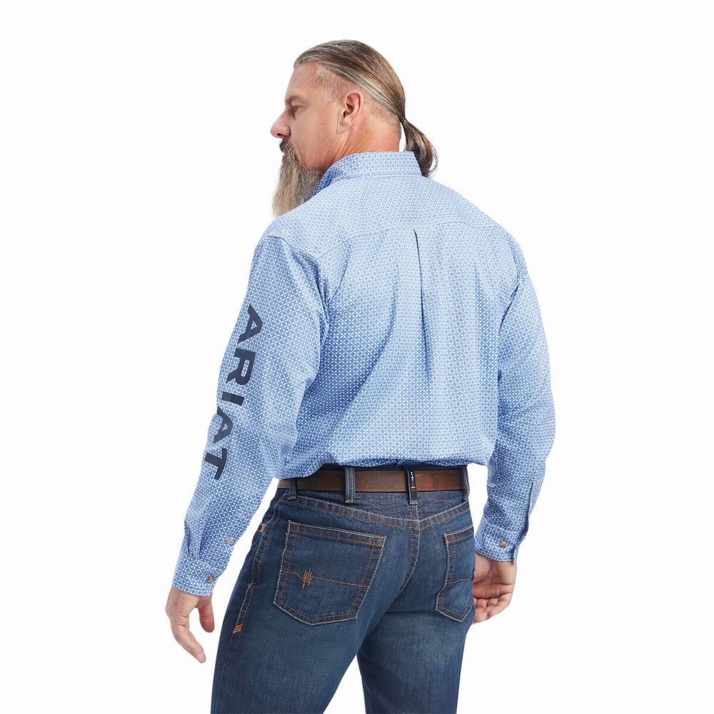 Turquoise Ariat FR Lanting Logo Men's Shirts | YJRB19245