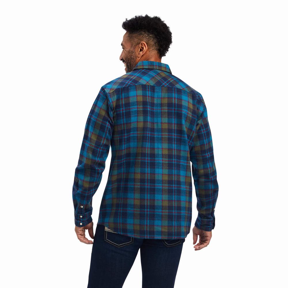 Turquoise Ariat Halstead Retro Fit Men's Shirts | BEYL60451