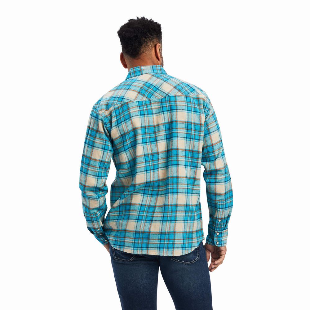 Turquoise Ariat Handley Retro Fit Men's Shirts | VIAS64529