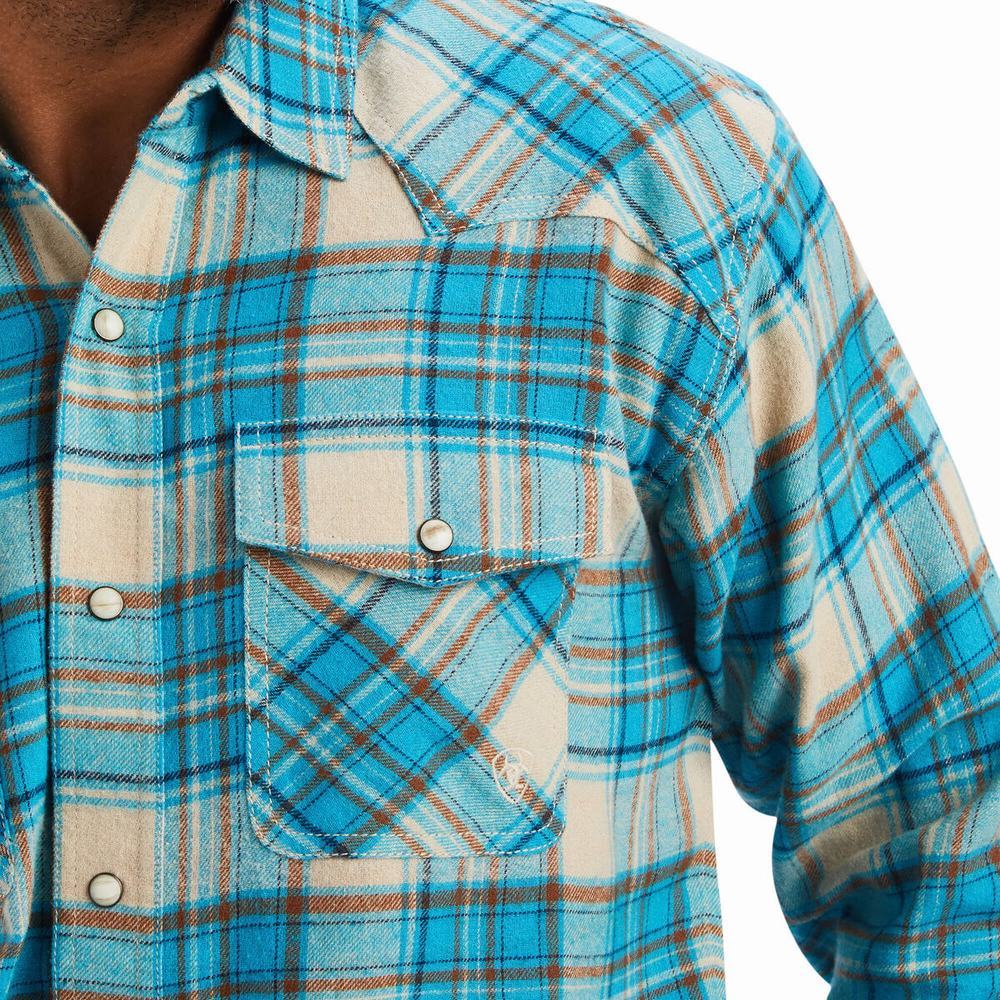 Turquoise Ariat Handley Retro Fit Men's Shirts | VIAS64529