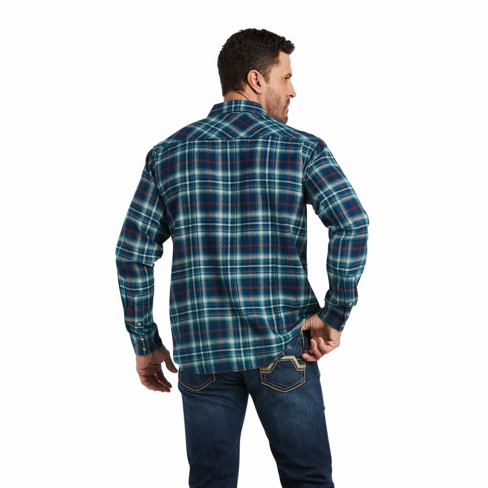 Turquoise Ariat Hastings Retro Fit Men's Shirts | GTDB90183