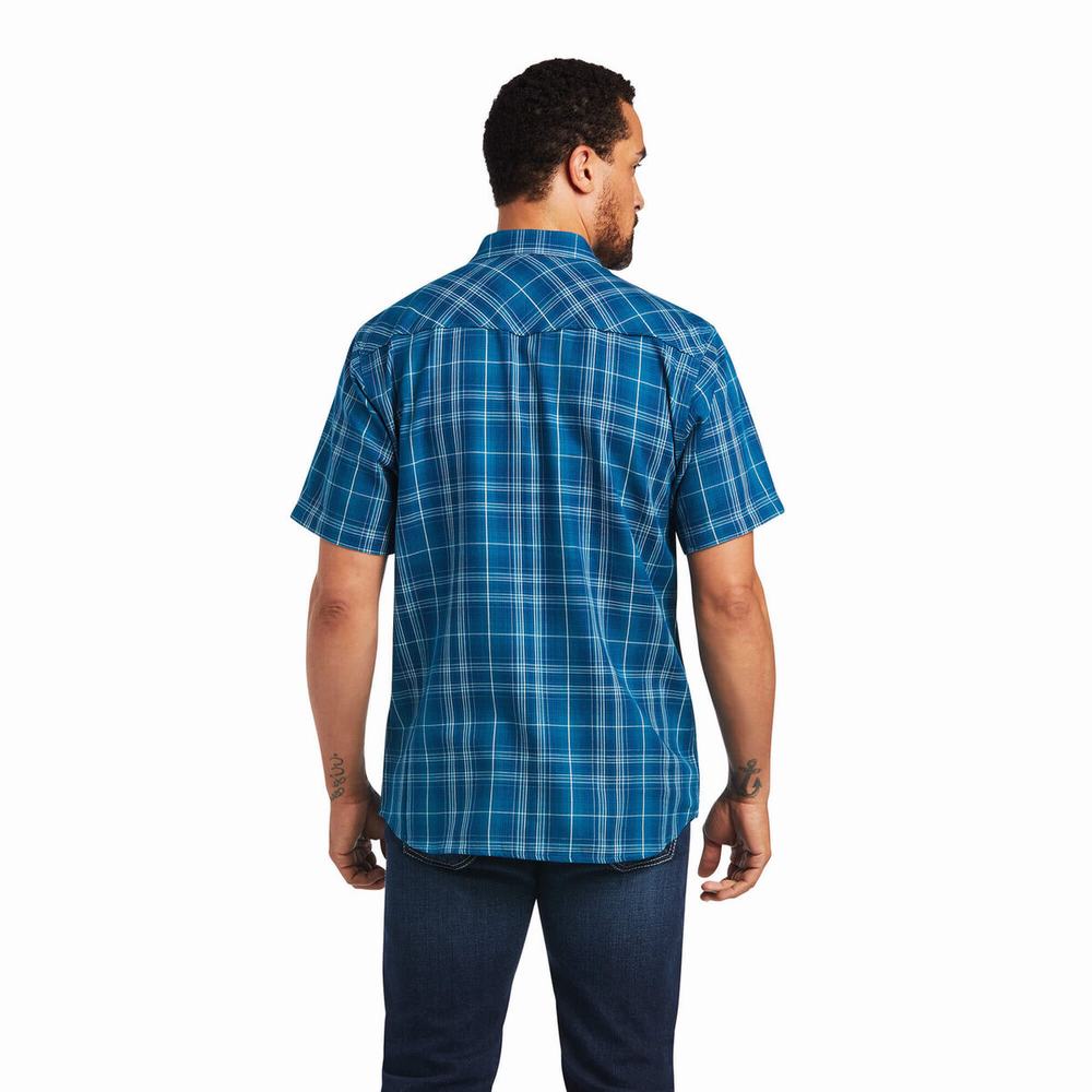 Turquoise Ariat Holt Retro Fit Men's Shirts | KUJB67215