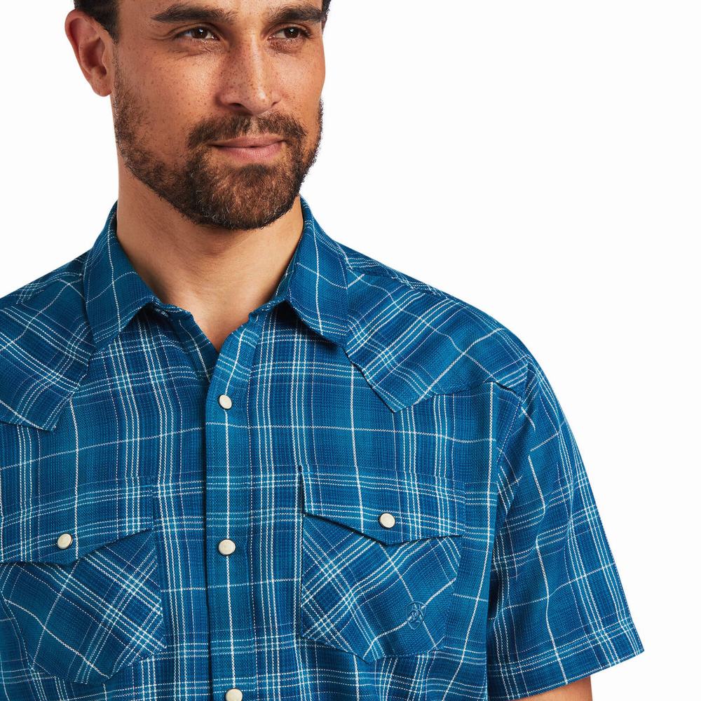 Turquoise Ariat Holt Retro Fit Men's Shirts | KUJB67215