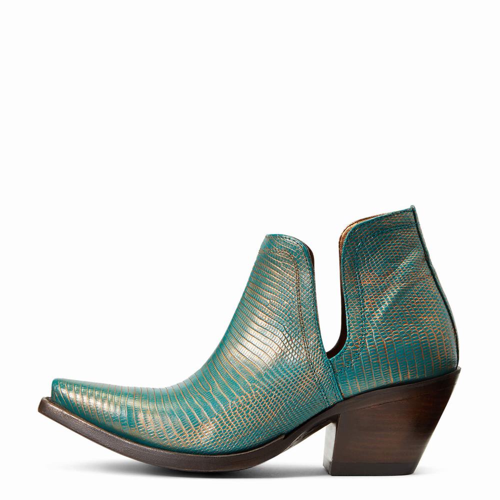 Turquoise Metal Ariat Dixon Lizard Women's Booties | CISU64372