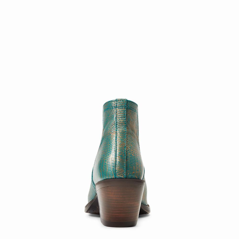 Turquoise Metal Ariat Dixon Lizard Women's Booties | CISU64372