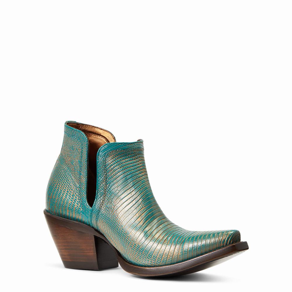 Turquoise Metal Ariat Dixon Lizard Women's Booties | CISU64372