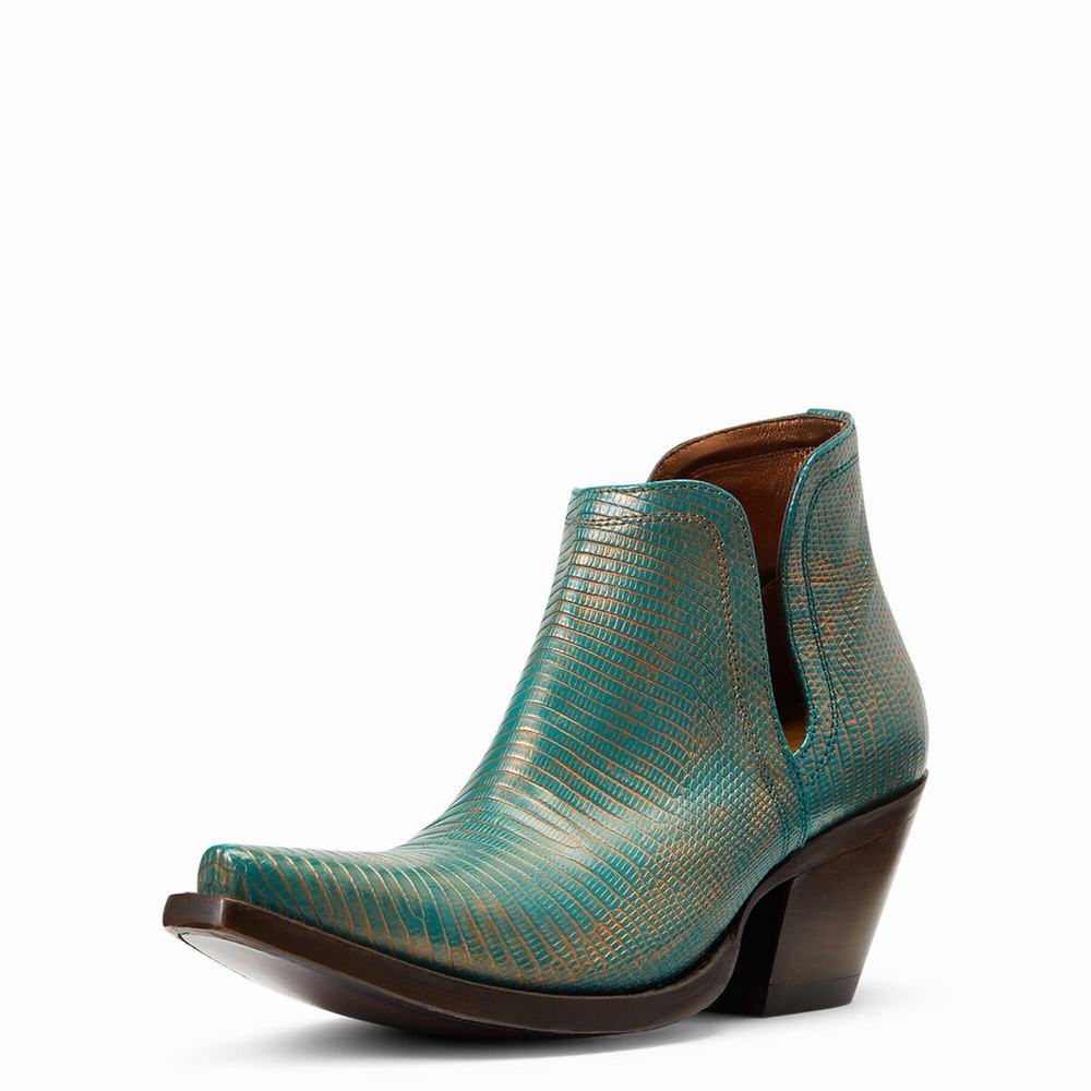 Turquoise Metal Ariat Dixon Lizard Women\'s Booties | CISU64372