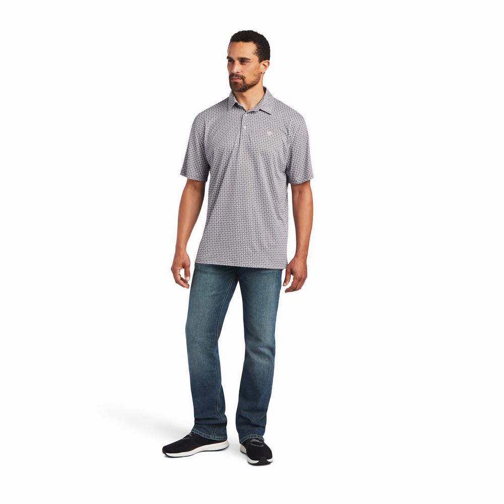 White Ariat All Over Print Men's Polo Shirts | GTAV43015