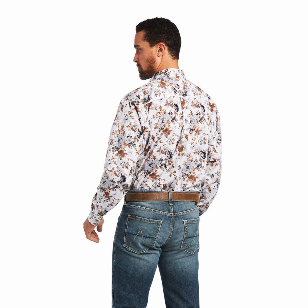 White Ariat Bryant Classic Fit Men's Shirts | EVKQ07182