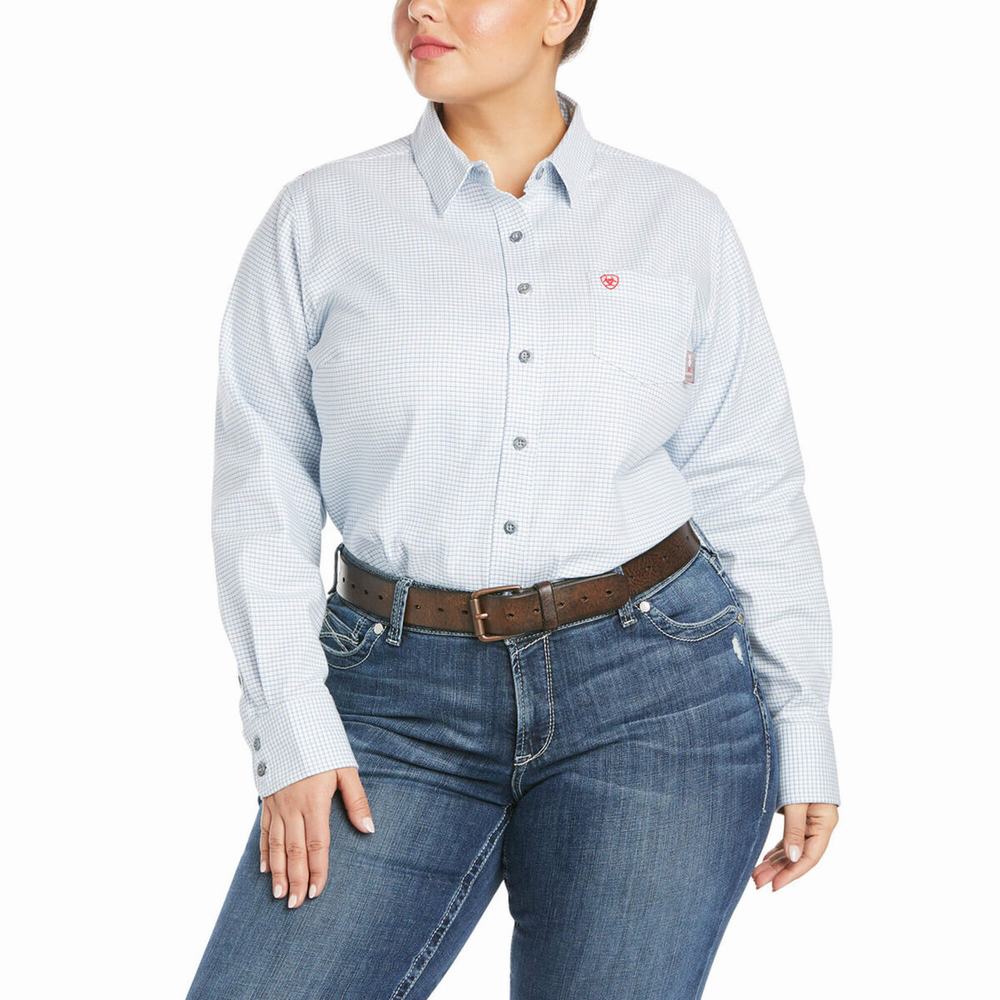 White Ariat FR Hermosa DuraStretch Women's Shirts | JMUR80195