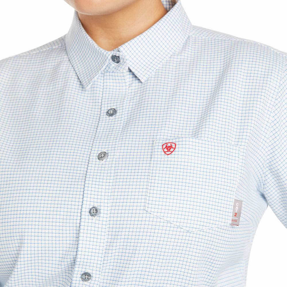 White Ariat FR Hermosa DuraStretch Women's Shirts | JMUR80195