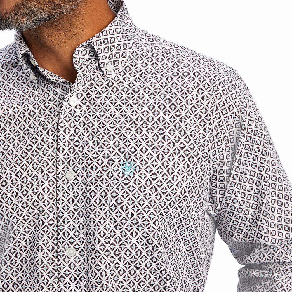 White Ariat Finleigh Classic Fit Men's Shirts | IRET62491