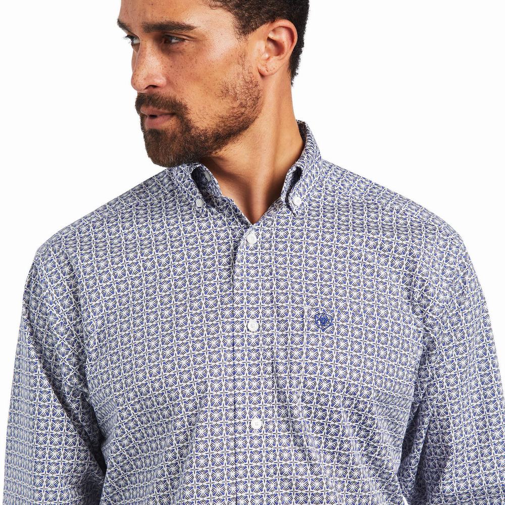 White Ariat Ilan Stretch Classic Fit Men's Shirts | POWA95463