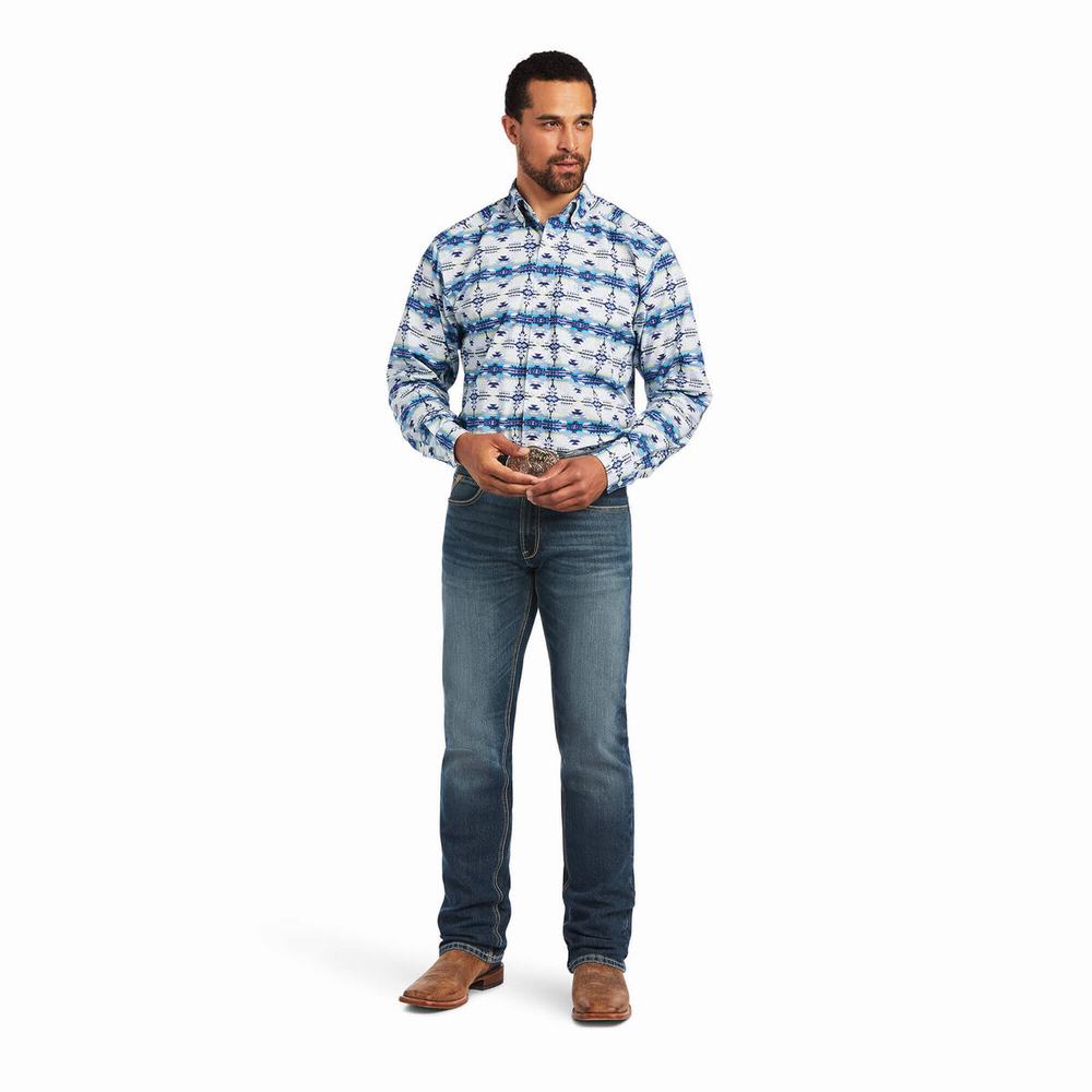 White Ariat Irvin Classic Fit Men's Shirts | YOVC81376