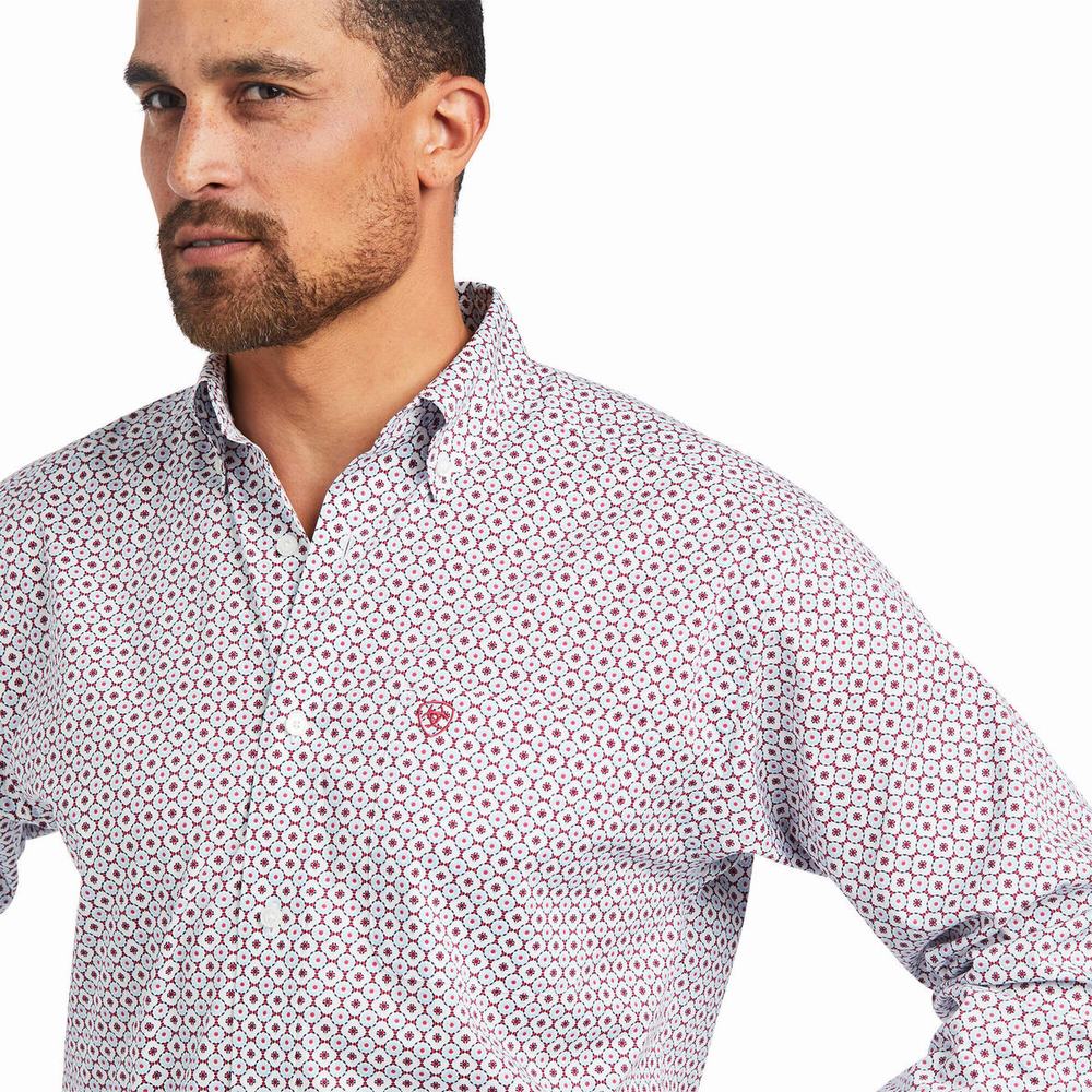 White Ariat Jonathon Stretch Classic Fit Men's Shirts | MFYE72931