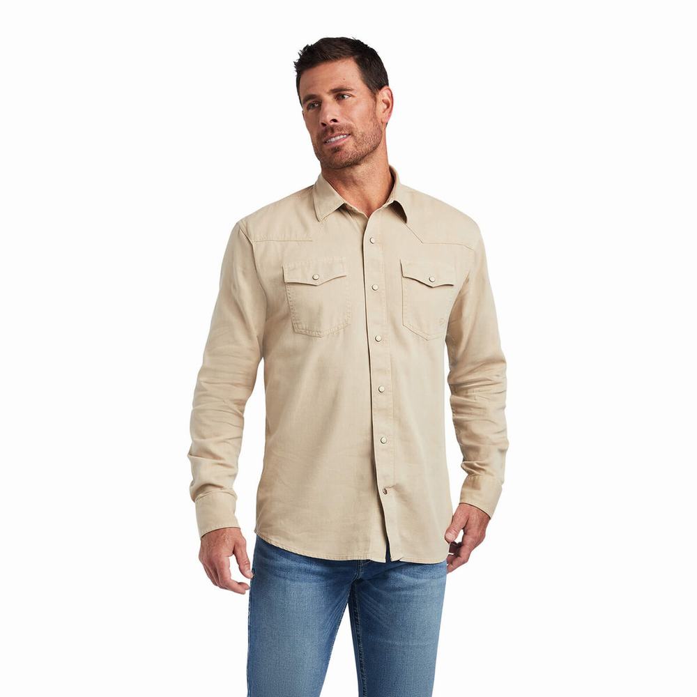 White Ariat Jurlington Retro Fit Men\'s Shirts | VOFQ19603