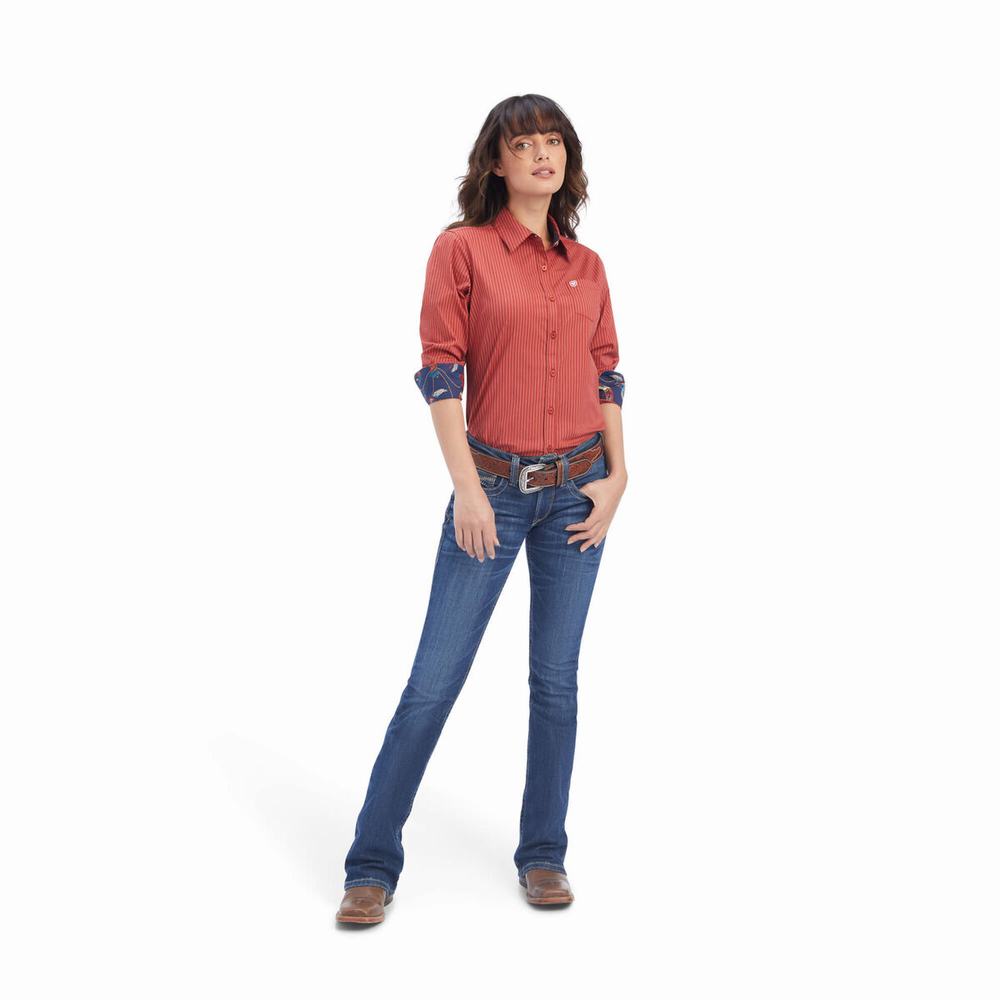 White Ariat Kirby Stretch Women's Tops | NAUM91065