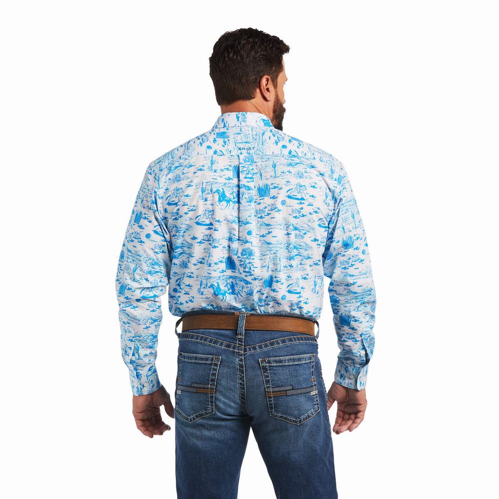 White Ariat Marcus Classic Fit Men's Shirts | ZILC30496