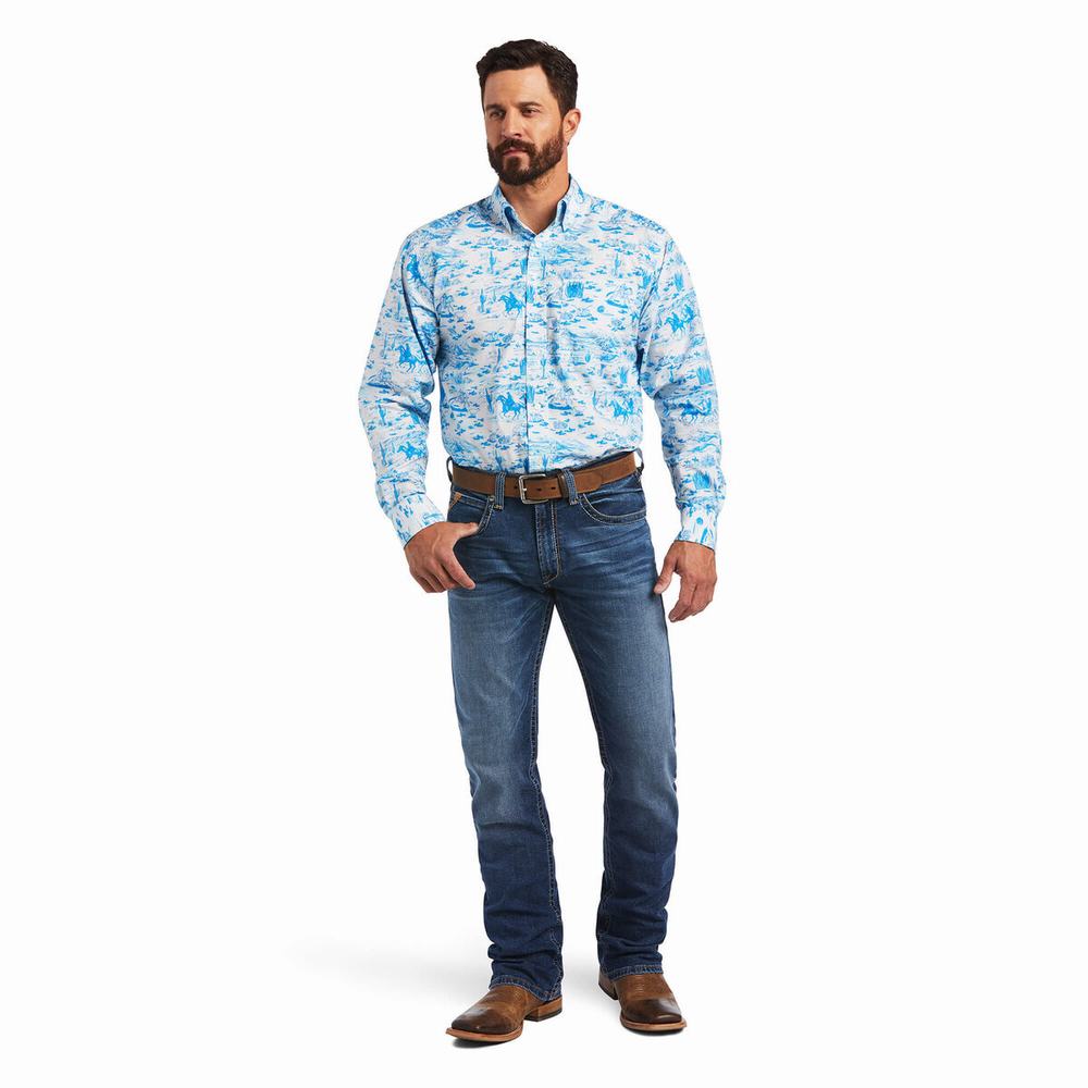 White Ariat Marcus Classic Fit Men's Shirts | ZILC30496