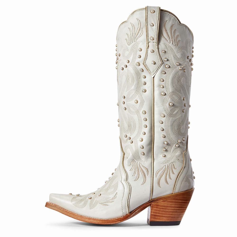 White Ariat Pearl Women's Dress Boots | JGYC23095