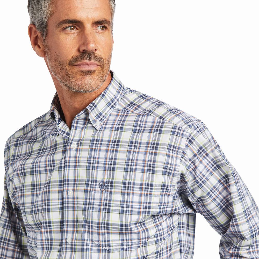 White Ariat Pro Series Brady Classic Fit Men's Shirts | EKGU27041