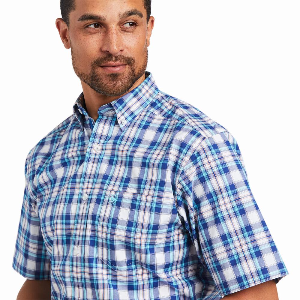 White Ariat Pro Series Gregorio Fitted Men's Shirts | WQMS05271