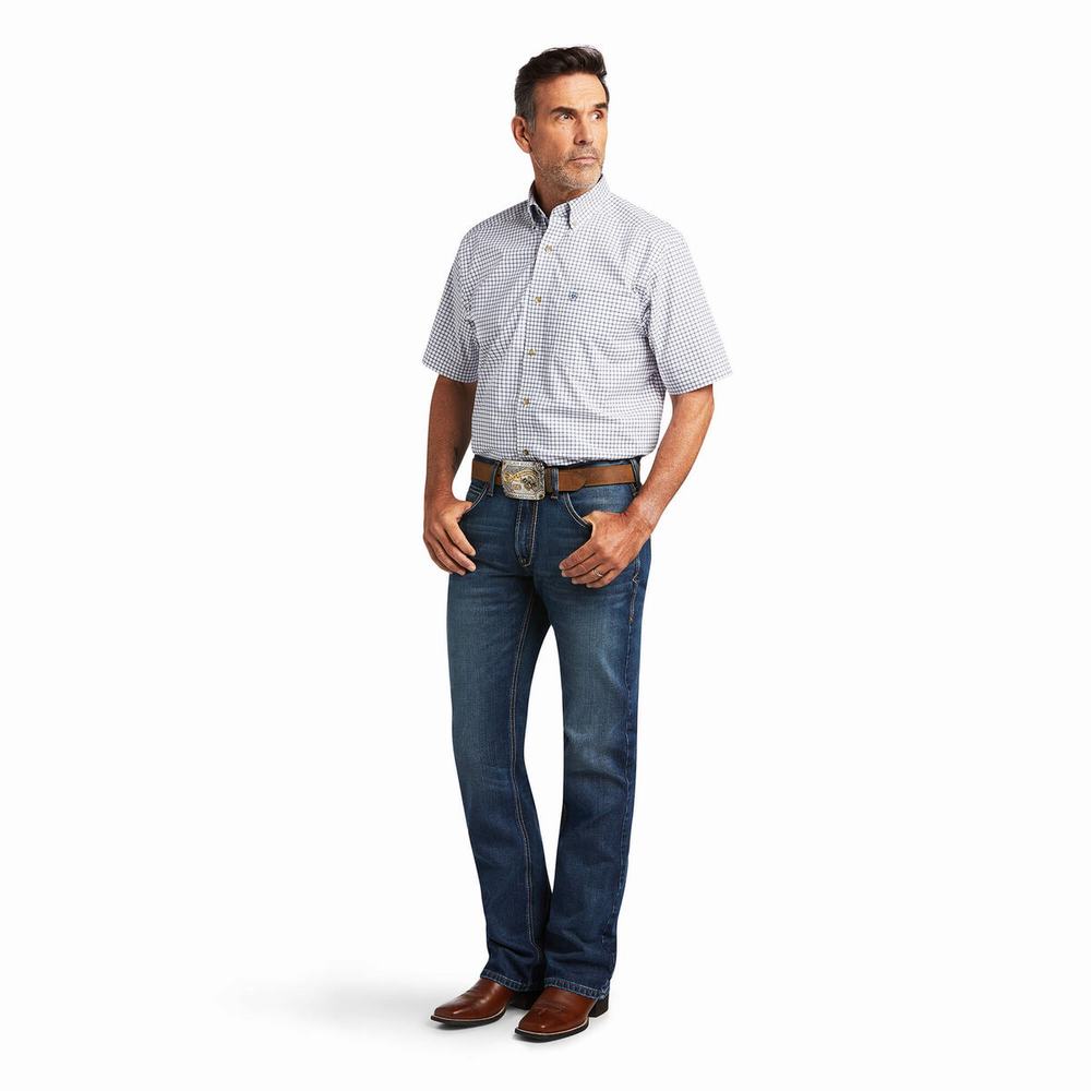 White Ariat Pro Series Taha Stretch Classic Fit Men's Shirts | ZFXW80591