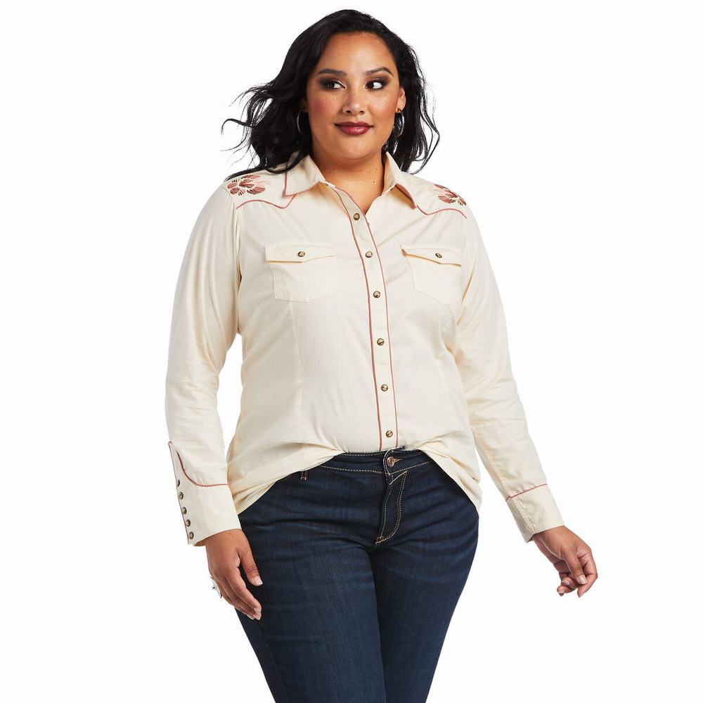 White Ariat REAL Georgia Women's Tops | ZRDN63257