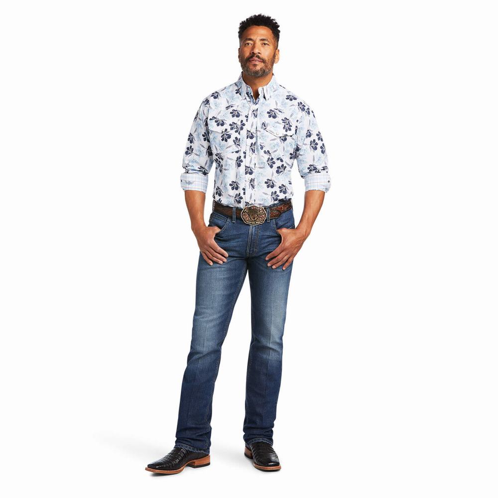 White Ariat Relentless Adamant Stretch Classic Fit Snap Men's Shirts | HIVG05947