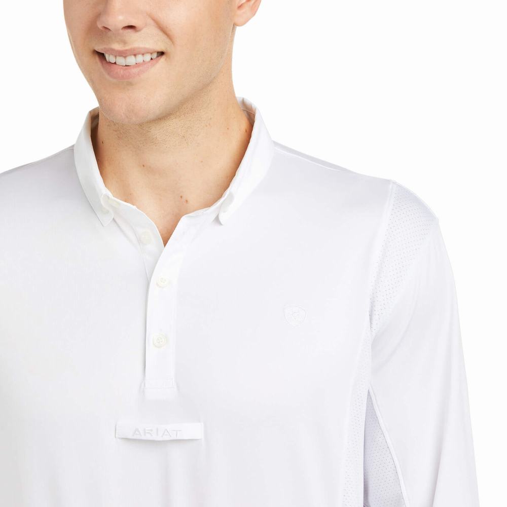 White Ariat TEK Long Sleeve Show Men's English Riding | MUTA86574