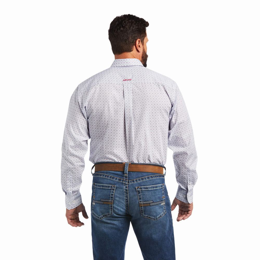 White Ariat Wrinkle Free Sloan Classic Fit Men's Shirts | LFZQ68293