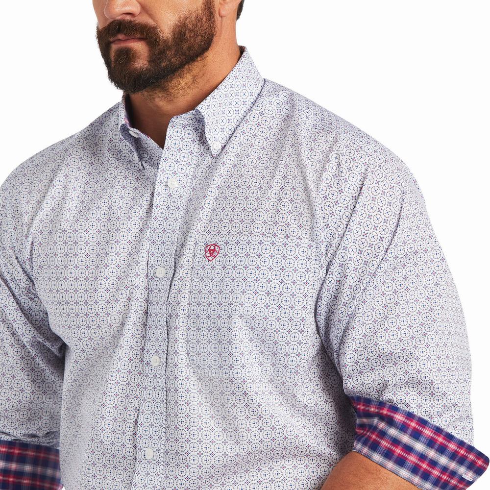 White Ariat Wrinkle Free Sloan Classic Fit Men's Shirts | LFZQ68293