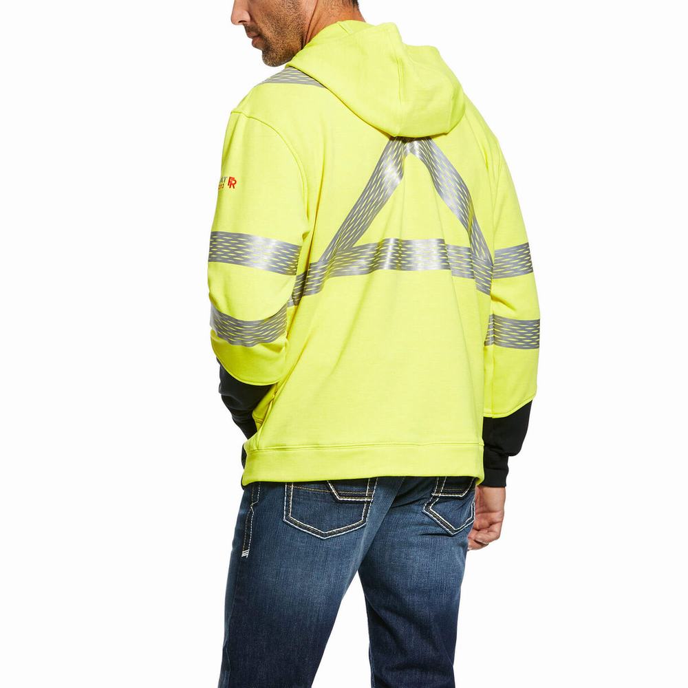 Yellow Ariat FR Hi-Vis Men's Hoodies | CSUH29345