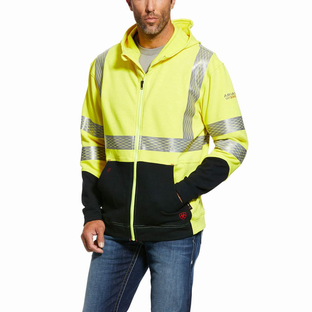 Yellow Ariat FR Hi-Vis Men\'s Hoodies | CSUH29345