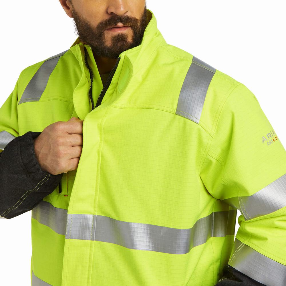 Yellow Ariat FR Hi-Vis Waterproof Insulated Men's Jackets | TFEZ53674